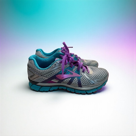 Brooks Women's Athletic Shoes in Gray and Purple with Teal Accents - Picture 3 of 10